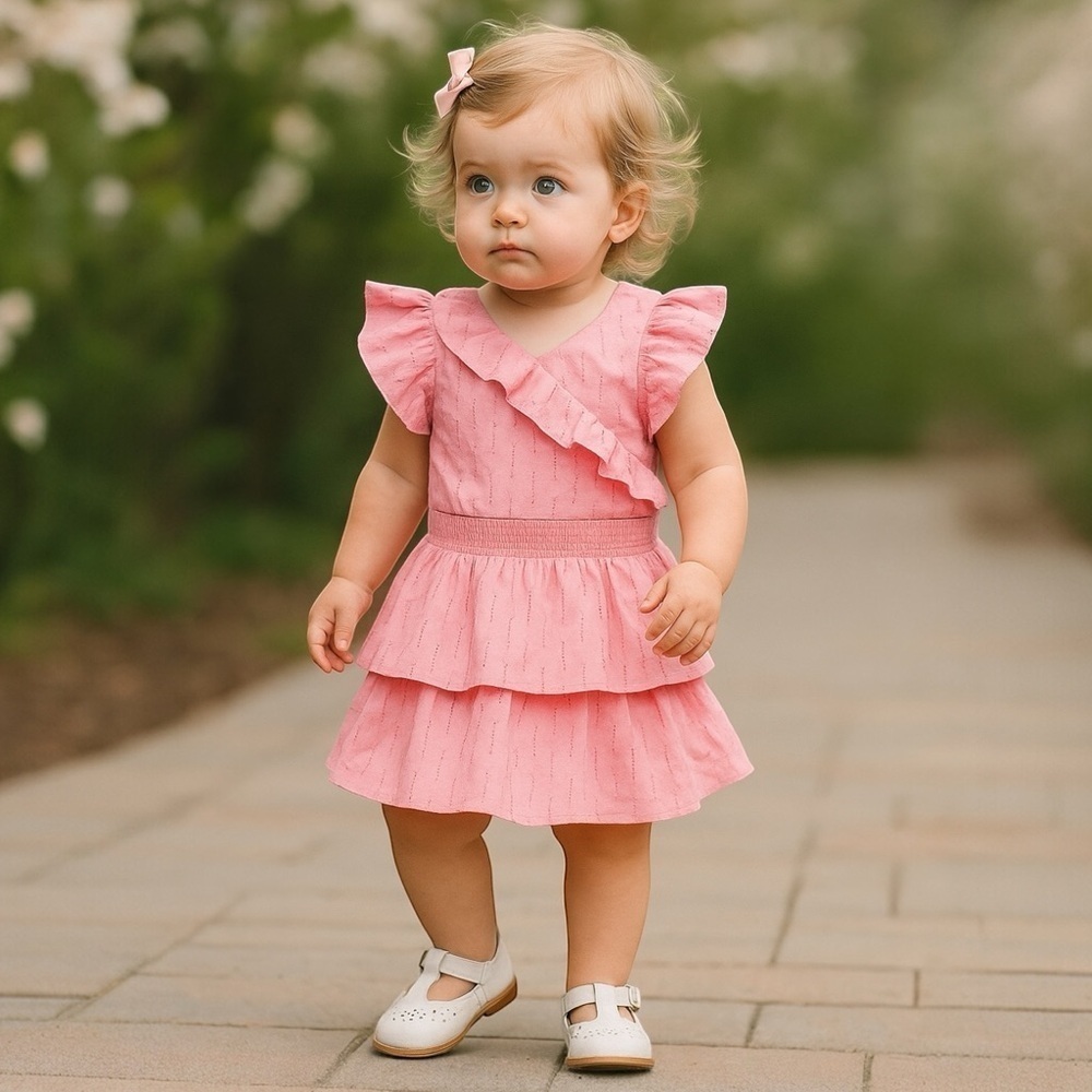 JANIE and JACK Wild Rose Textured‎ Ruffle Dress